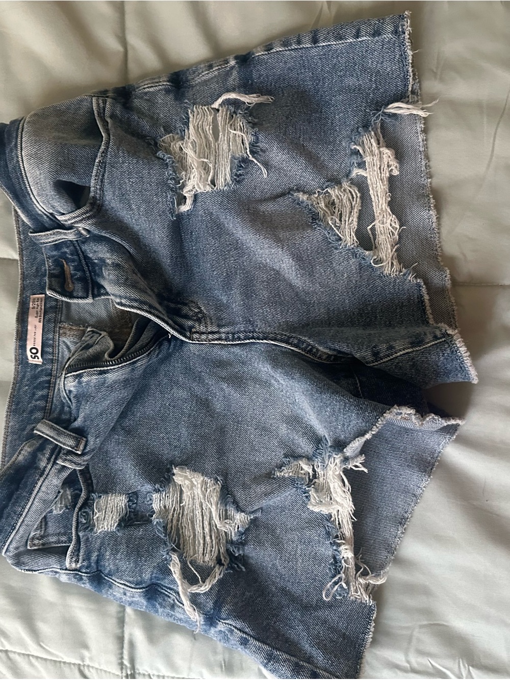 Distressed Light Blue Denim Women’s Shorts